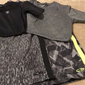 Two Pairs of Boys Shorts and Shirts - Size L & M